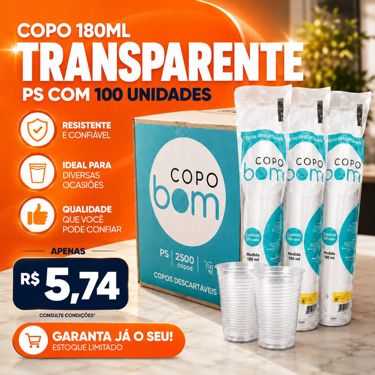 Copo transparente 180 ml